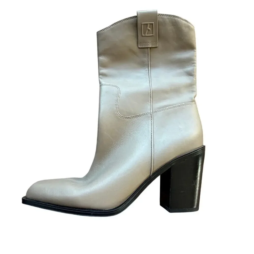 Franco Sarto Valor Leather Square Toe Block Heel Boots Women Sz 9.5 - Picture 3 of 14